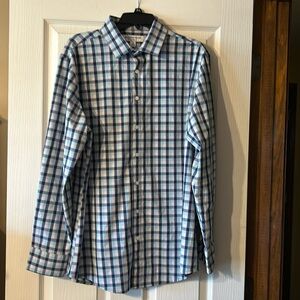 Mizzen+Main Man's Dress Shirt Blue/Turquois/Pink  Size XL Trim Fit